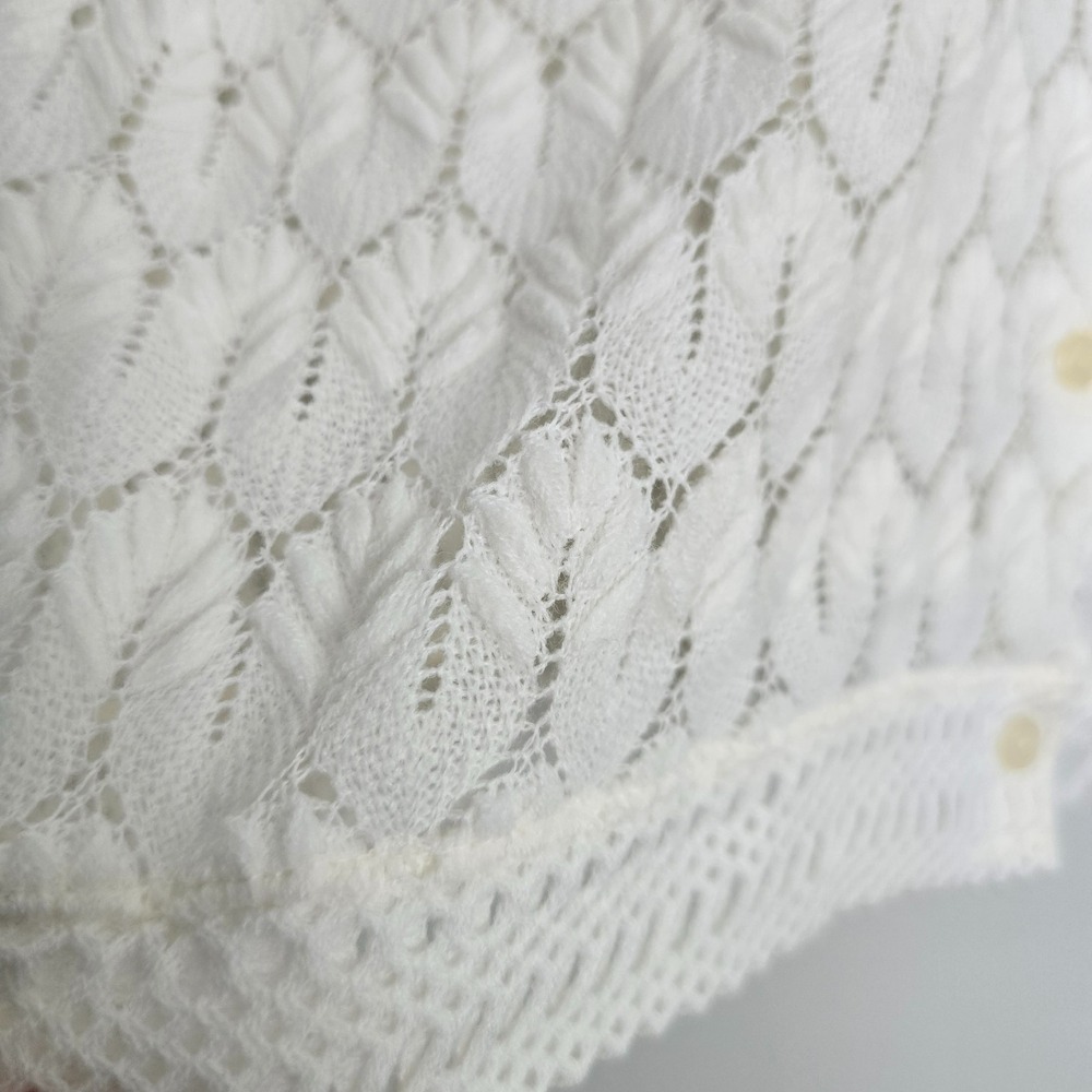 VTG 70s Montgomery Ward Women Cardigan Large White Boho Cottagecore Coquette - Picture 5 of 12